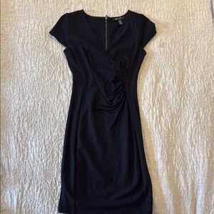 Kenneth Cole Reaction Black Ruched Sheath Midi Dress